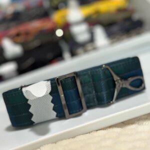 New lug Plaid Blue and Green adjustable crossbody bag Strap